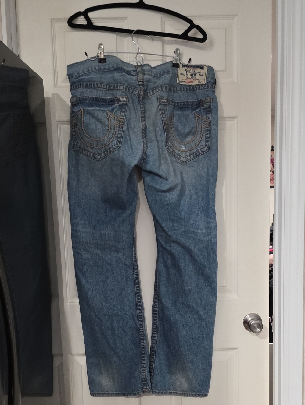 True Religion Medium Blue Bootcut Jeans with Signature Pocket Stitching